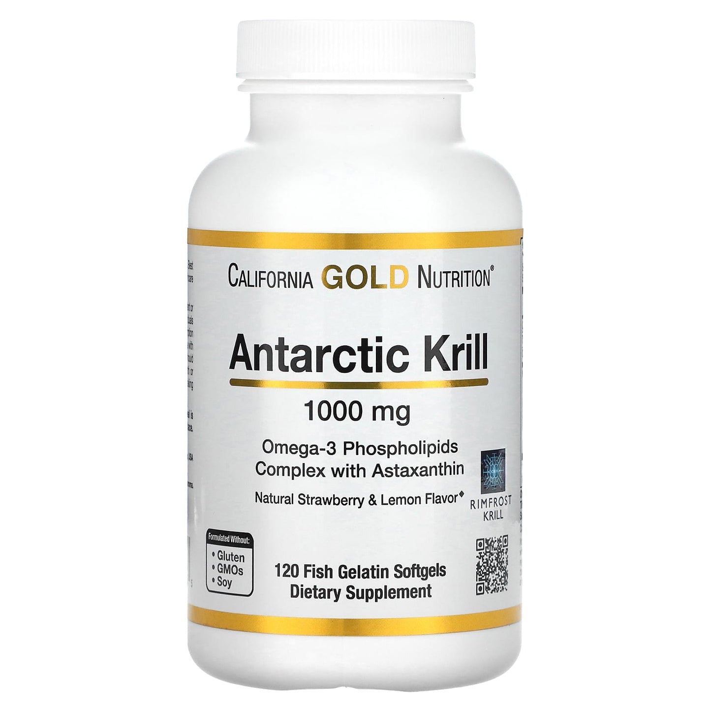 Antarctic Krill Oil, with Astaxanthin, RIMFROST, Natural Strawberry & Lemon Flavor, 1,000 mg, 120 Fish Gelatin Softgels