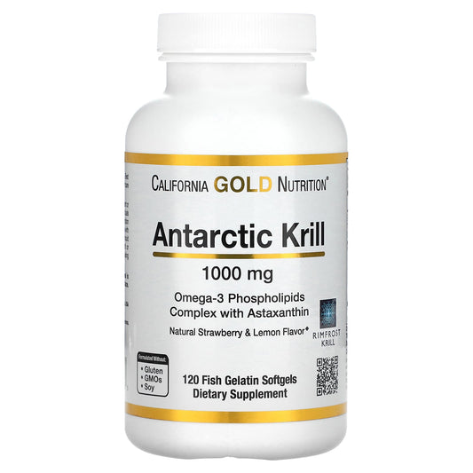 Antarctic Krill Oil, with Astaxanthin, RIMFROST, Natural Strawberry & Lemon Flavor, 1,000 mg, 120 Fish Gelatin Softgels