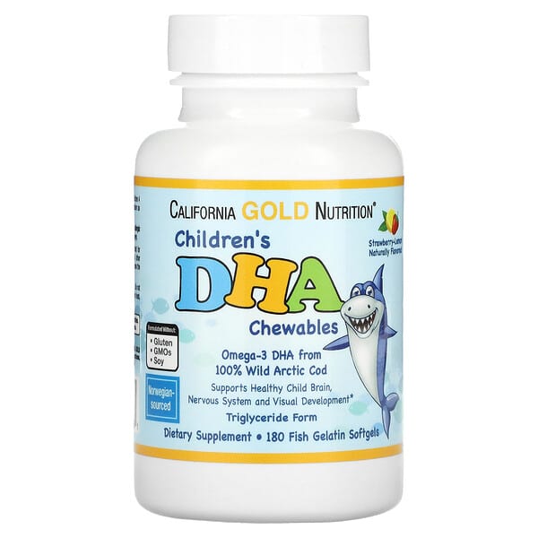 Children's DHA Chewables, Wild Arctic Cod, Strawberry-Lemon Flavor, 180 Fish Gelatin Softgels