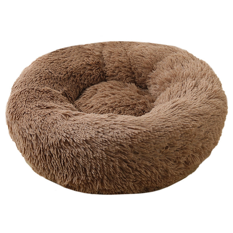 Round Plush Pet Bed - Warm Cozy Dog & Cat Bed