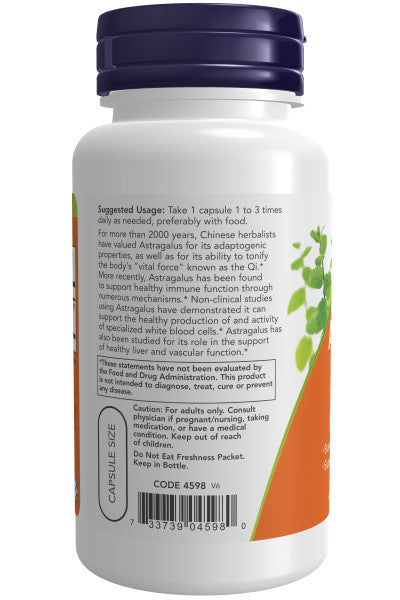 Now Astragalus Extract 500mg Veg Capsules 90ct