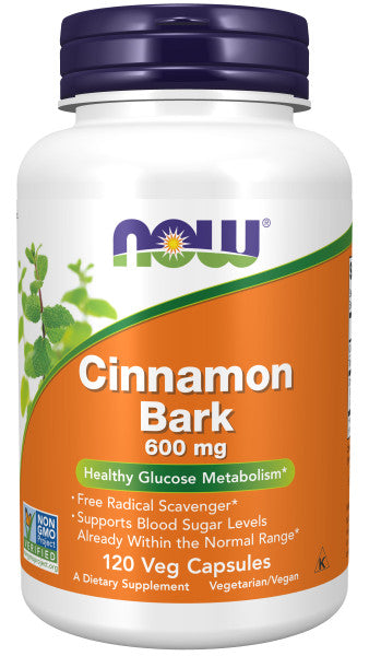 Now Cinnamon Bark 600mg Veg Capsules 120ct