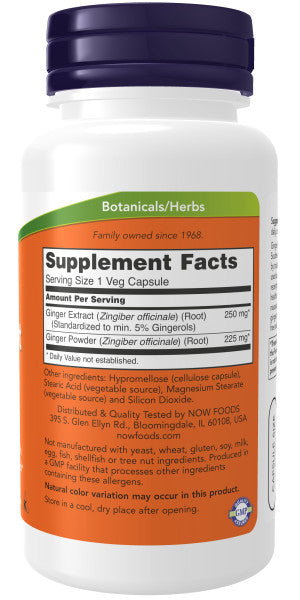 Now Ginger Root Extract 250 mg Veg Capsules 90ct