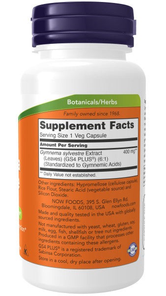 Now Gymnema Sylvestre 400mg Veg Capsules 90ct