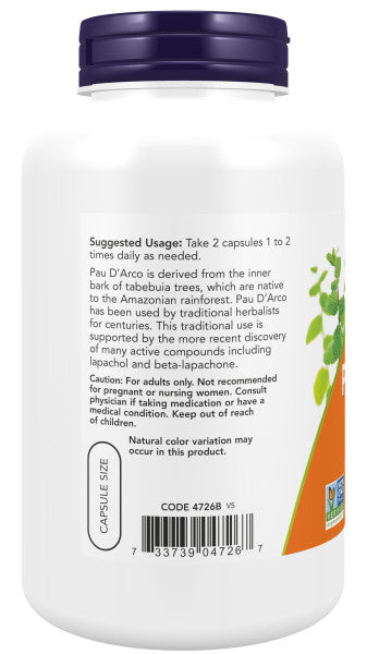 Now Pau D'Arco 500mg Veg Capsules 250ct