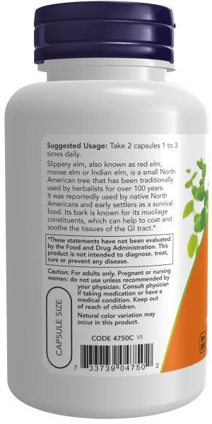 Now Slippery Elm 400mg Veg Capsules 100ct