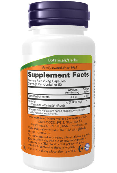 Now Valerian Root 500mg Veg Capsules 100ct