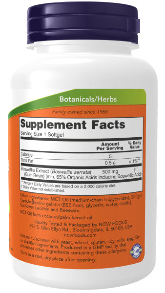 Now Boswellia Extract 500mg Softgels 90ct