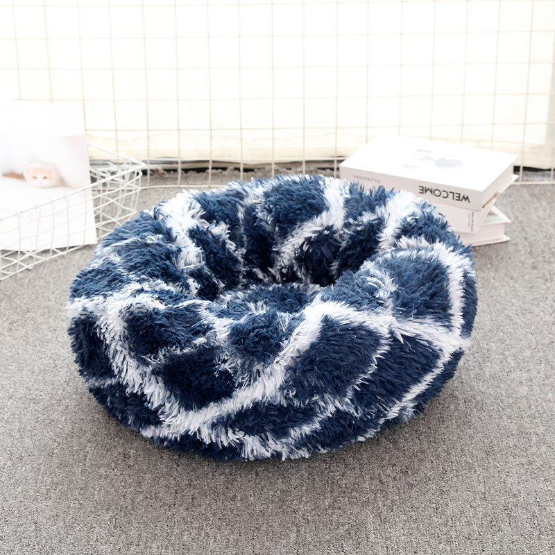 Round Plush Pet Bed - Warm Cozy Dog & Cat Bed