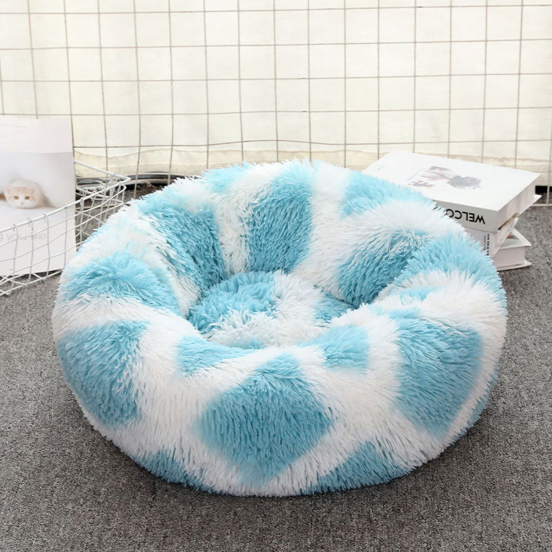 Round Plush Pet Bed - Warm Cozy Dog & Cat Bed